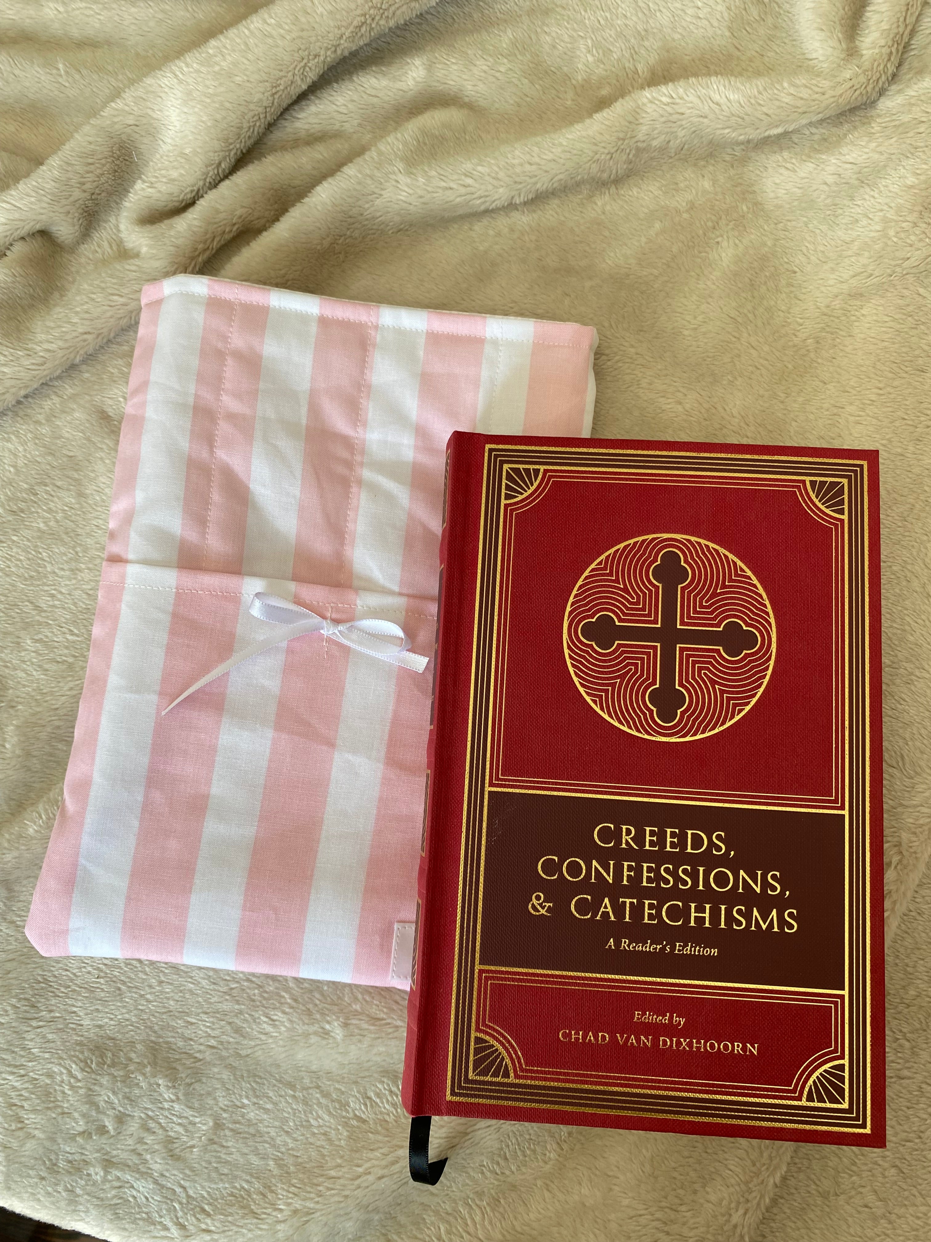 Book/E-reader Sleeve - Pink + White Stripes