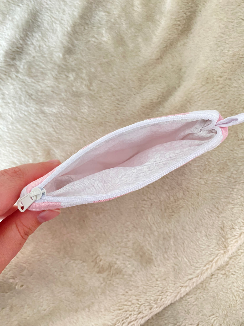Pencil Case - Pink + White Stripes