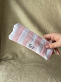 Pencil Case - Pink + White Stripes