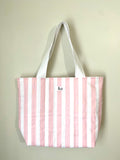 Medium Tote - Pink + White Stripes