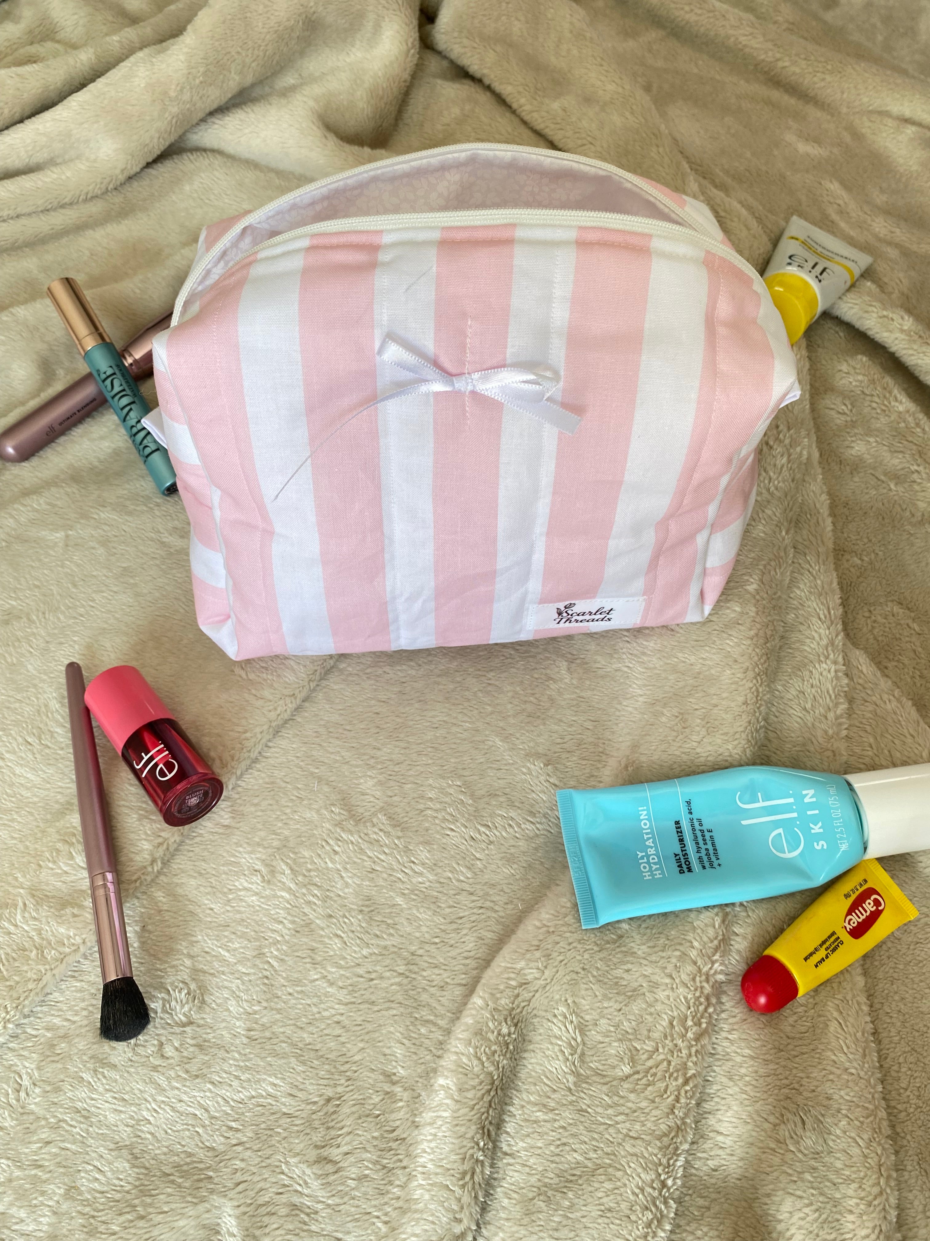 Makeup Bag - Pink and White Stripes