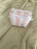 Mini Makeup Bag - Pink + White Stripes