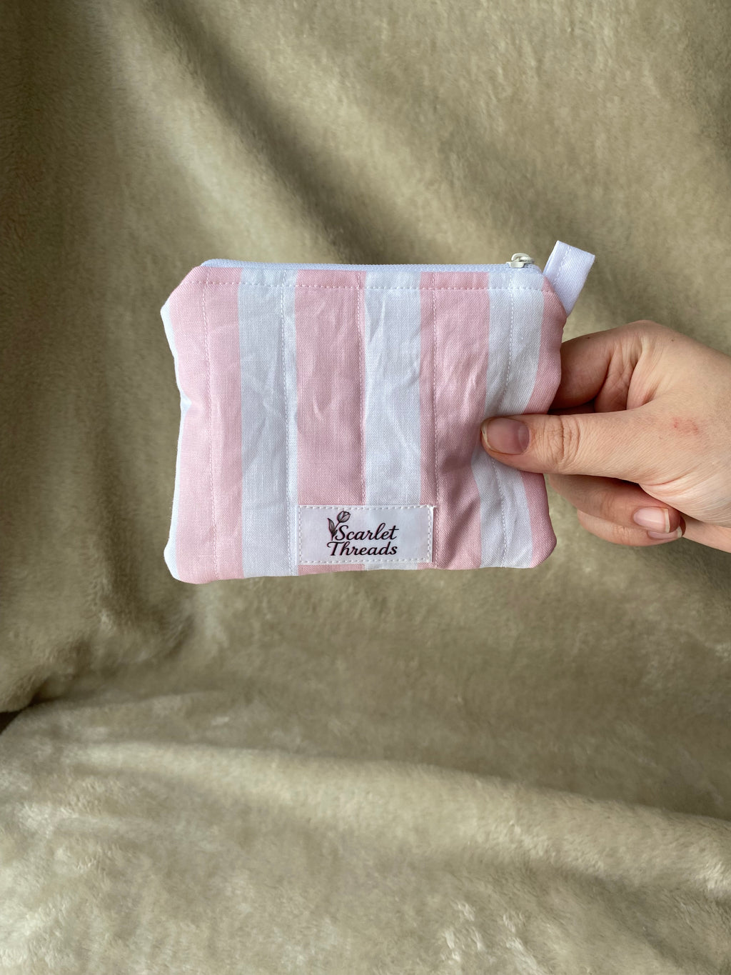 Keychain Wallet - Pink + White Stripes