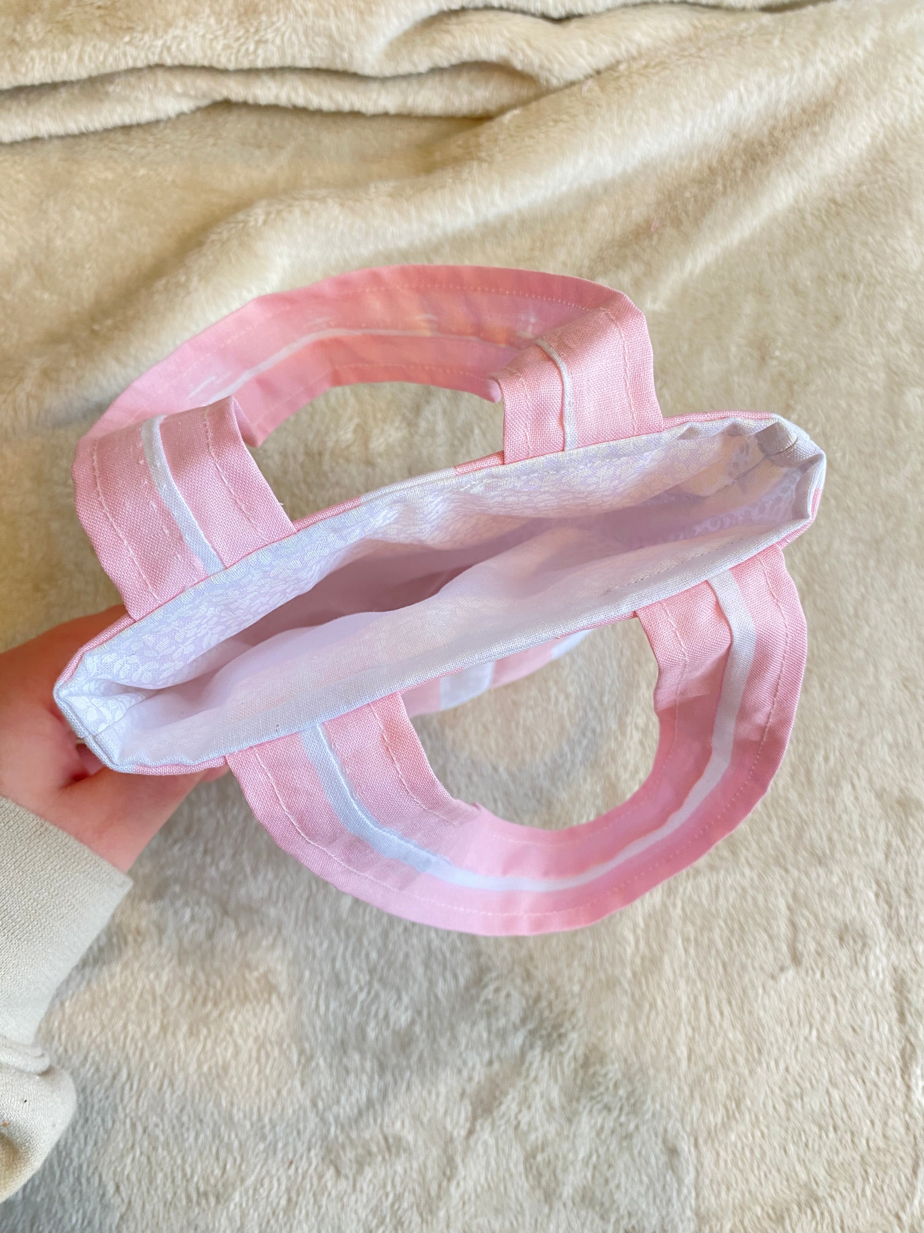 Mini tote bag - Pink + White Stripes