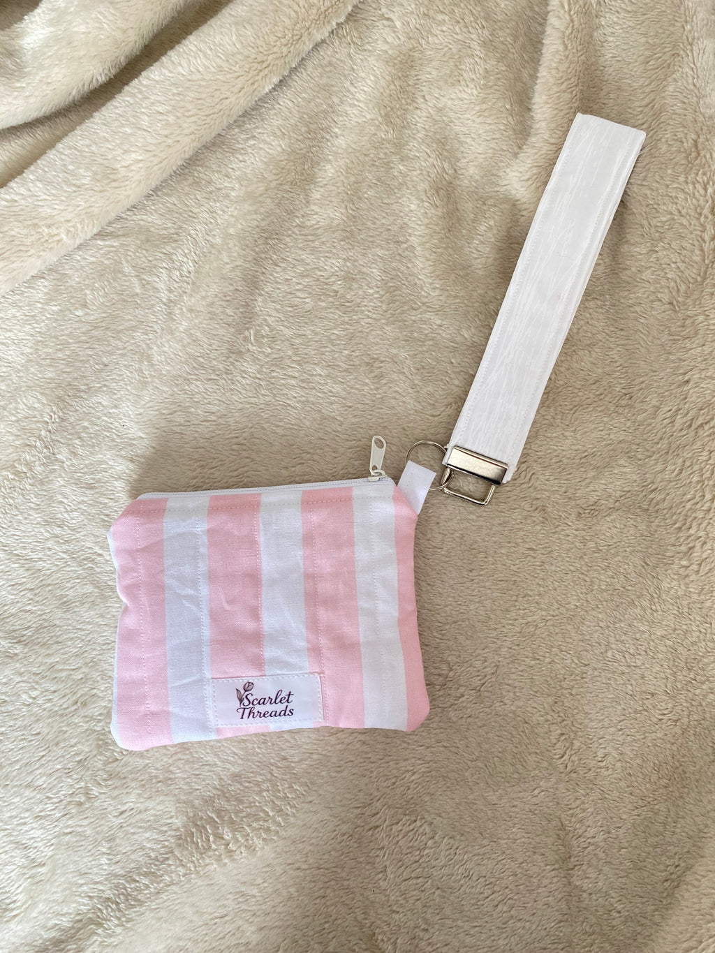 Keychain Wallet - Pink + White Stripes