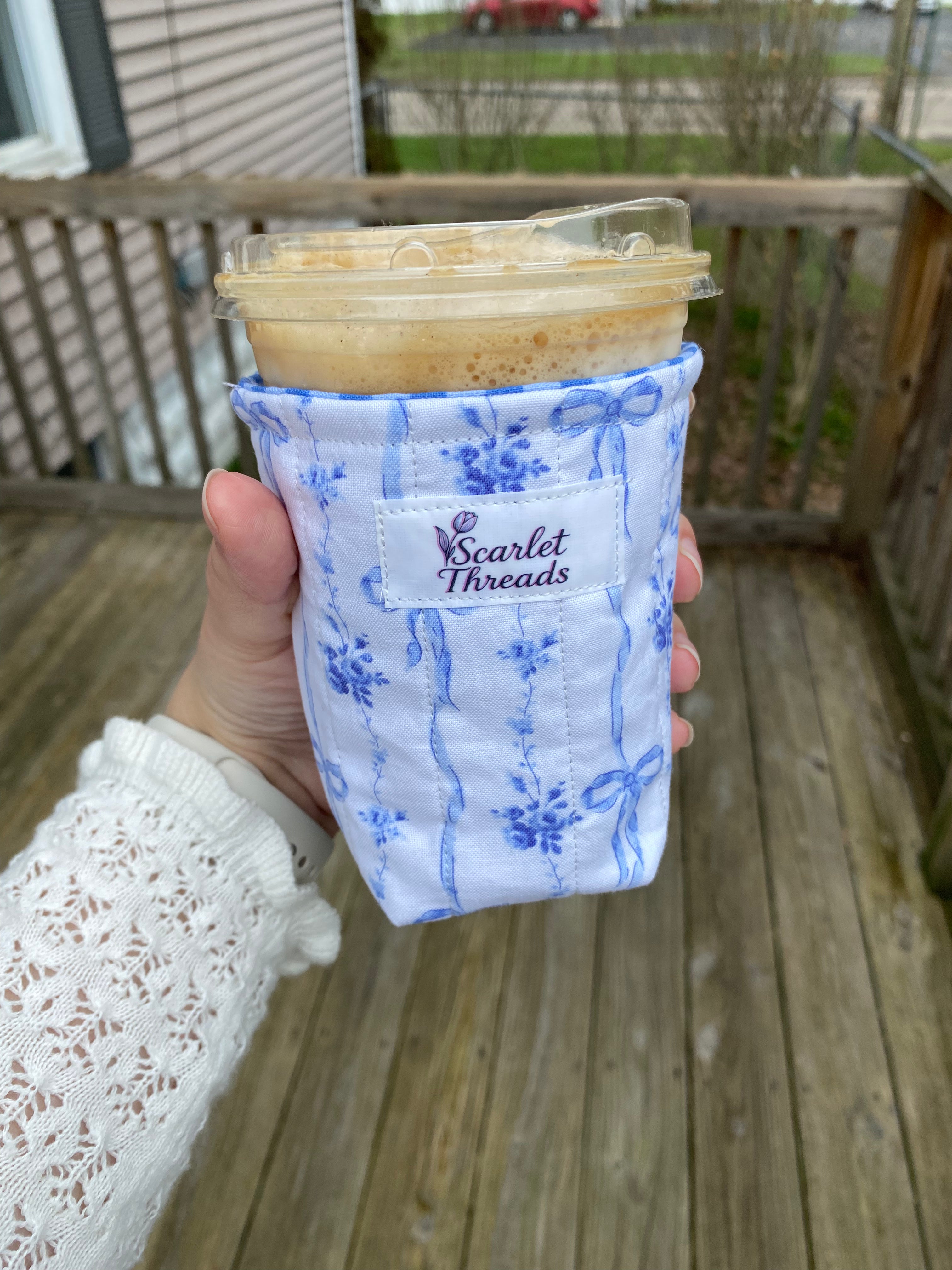 Cup Coozie - Blue Bows